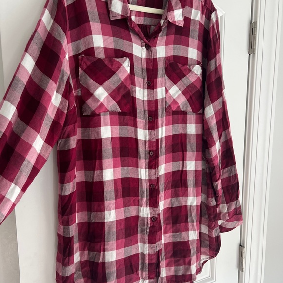 Cato Red and White Plaid Button-Up Shirt - Picture 2 of 7